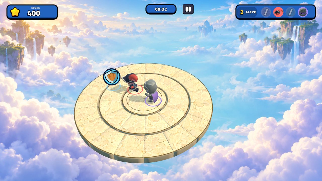 The arena crumbling late in a round